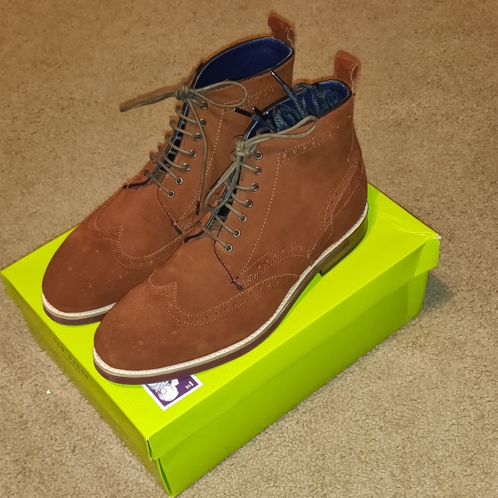 Ted Baker Shennjo Brogue Boot Size 13M US Dark Tan - Picture 3 of 7